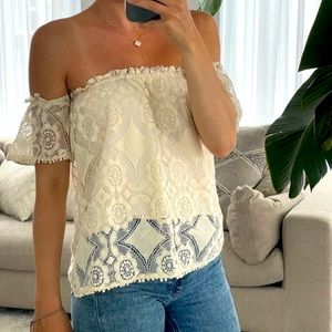 Heartloom lace off shoulder top